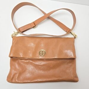 Tory Burch 3-way Fold over crossbody clutch shoulder bag Camel color